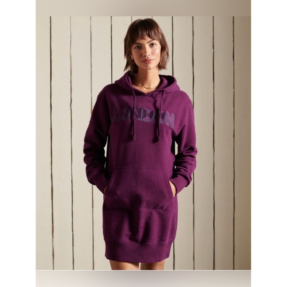 Superdry Women's Tonal City Hoodie Dress in Plum Size 8